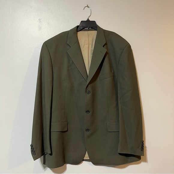 FRANCO TASSI Made in Canada Vintage Wool Blazer Olive Green Size 46 R Dawahares - Picture 1 of 13